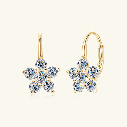 Moissanite Flower Huggie Earrings