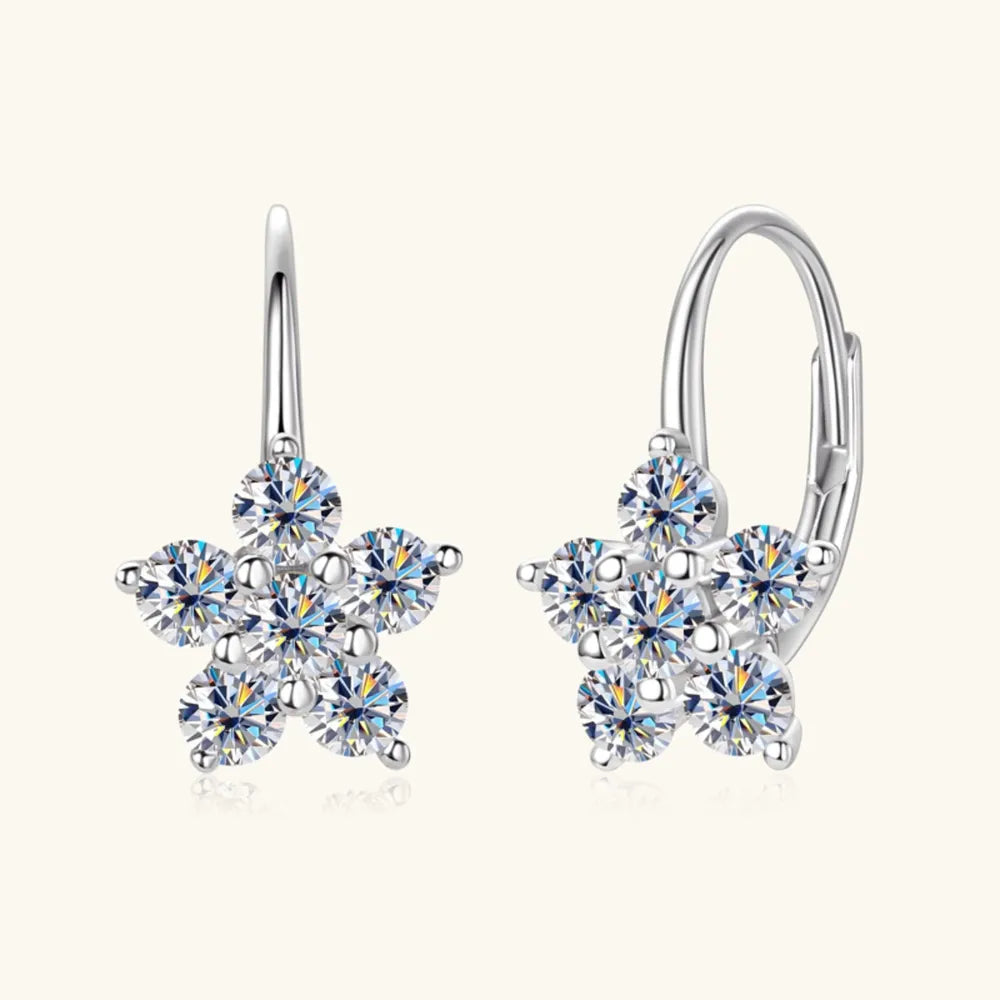 Moissanite Flower Huggie Earrings