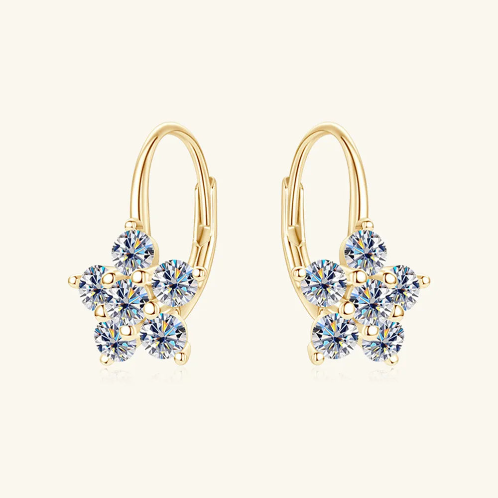 Moissanite Flower Huggie Earrings