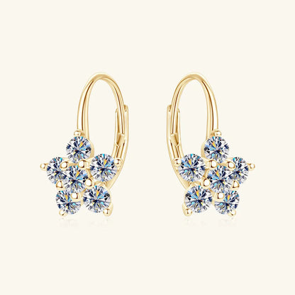 Moissanite Flower Huggie Earrings