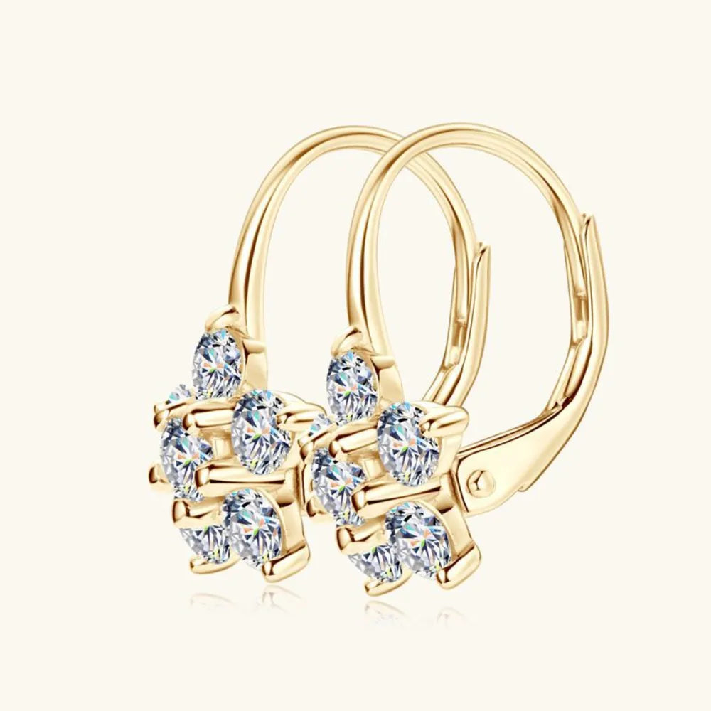 Moissanite Flower Huggie Earrings