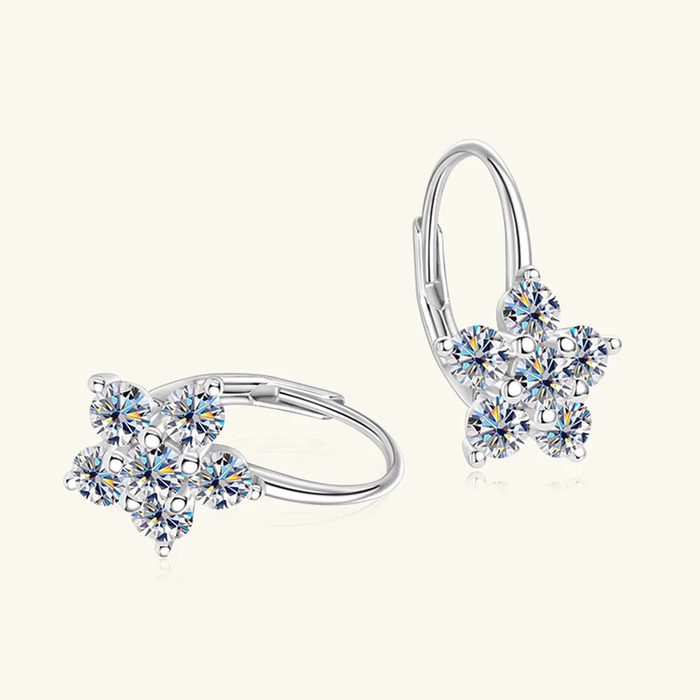 Moissanite Flower Huggie Earrings