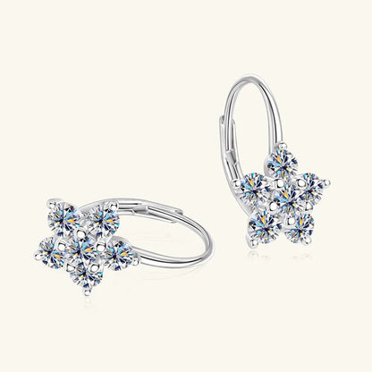 Moissanite Flower Huggie Earrings