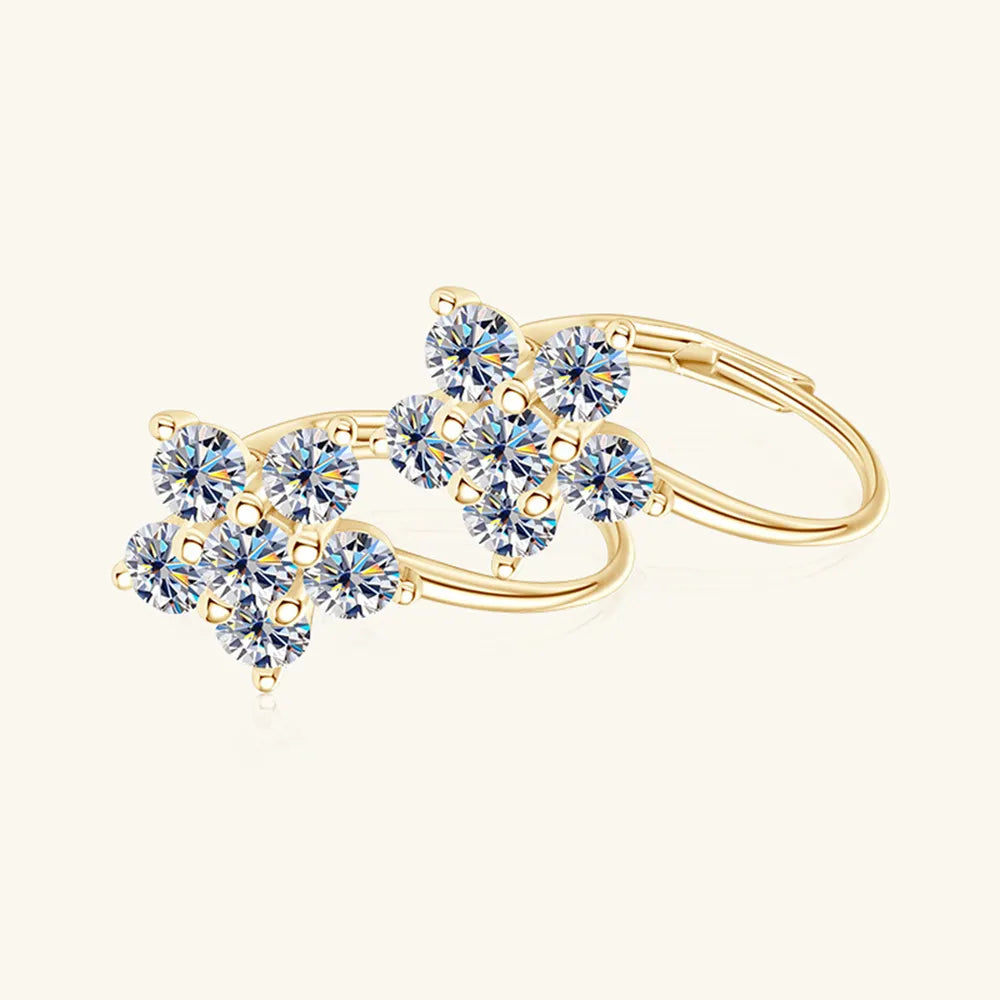 Moissanite Flower Huggie Earrings