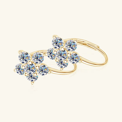 Moissanite Flower Huggie Earrings