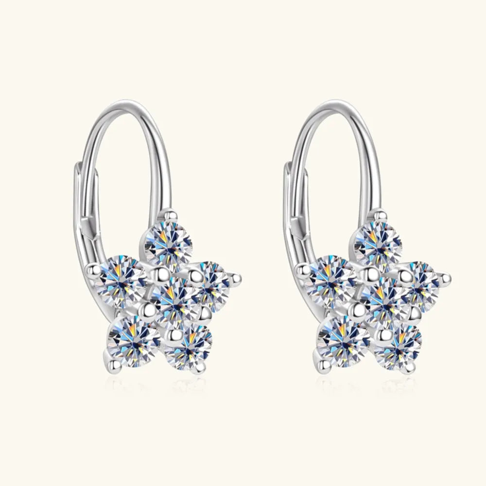 Moissanite Flower Huggie Earrings