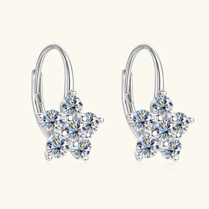 Moissanite Flower Huggie Earrings